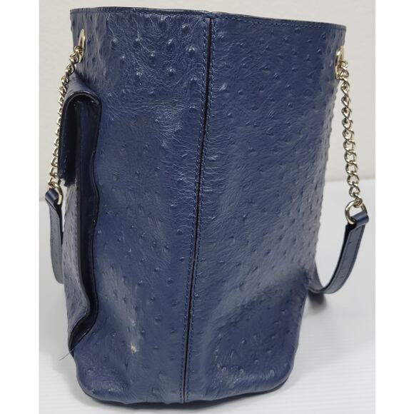 Kate Spade Elegant Halsey La Vita Blue Ostrich Cow Leather Tote Shoulder Bag‎ - Picture 9 of 16